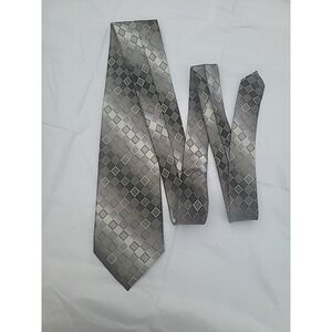 roberto villini tie green gray‎ silver squares geometric design 100% silk